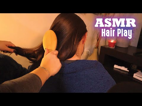 ASMR | Relaxing Hair Play, Hair Brushing & Scratching (Soft Whispering)
