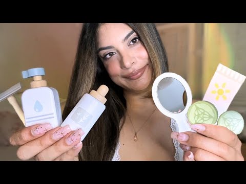 ASMR Doing Your Wooden Skincare 🫧🧴(layered sounds, personal attention, pampering you ✨)