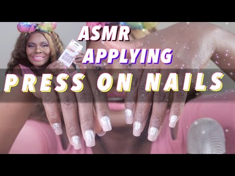 Applying Press On Gel Nails ASMR Chewing Gum / How To