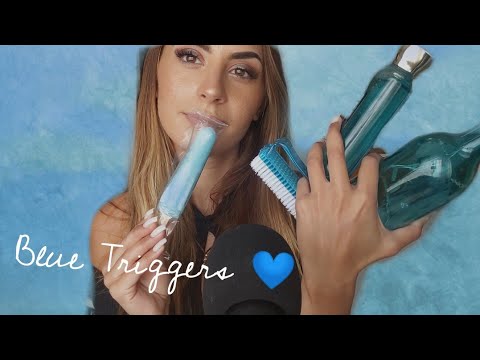 ASMR | 💙 Blue Triggers (Popsicle, Tapping, Spraying, Crinkles etc) 💙