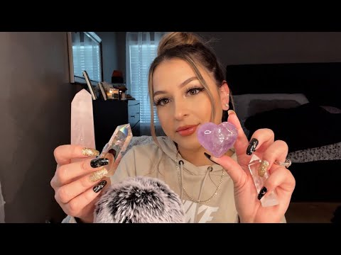 Asmr with crystals ✨ tapping + close up whispering 💫🔮