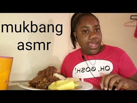 brown stew chicken mukbang asmr pretty girl eating 😋