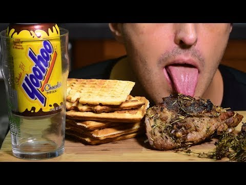 ASMR Chicken + Waffles ! ( Crispy Eating Sounds ) 닭고기와 와플 | Nomnomsammieboy
