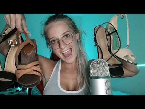 ASMR | My Sister's Shoe Collection | Tapping, Scratching, Mouth Sounds | Long Nails