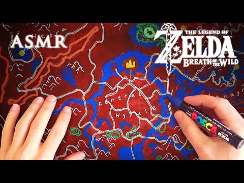 ASMR 2hr Zelda Breath Of The Wild | Hyrule Map Drawing