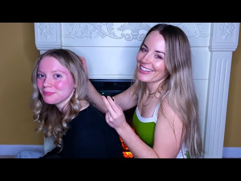 Giving My Cousin ASMR Tingles (back scratches, scalp massage) 💆‍♀️
