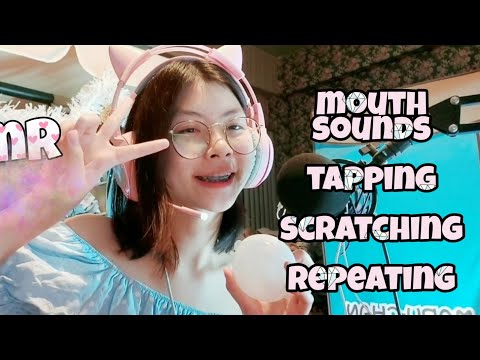 ASMR 🥰 tingles mouth sounds,tapping,scratching,repeating 'relax and sleep'