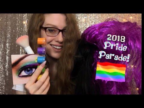 ASMR GETTING YOU READY FOR 🏳️‍🌈PRIDE PARADE🏳️‍🌈 | Full Face Makeup, Face Painting, Nails, Hair