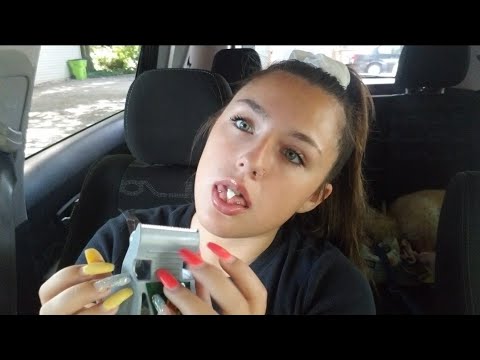 ASMR- Tapping In My Car W/ Gum Chewing