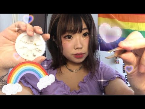 ASMR Doing your makeup for a pride parade (real camera touching, real camera brushing)