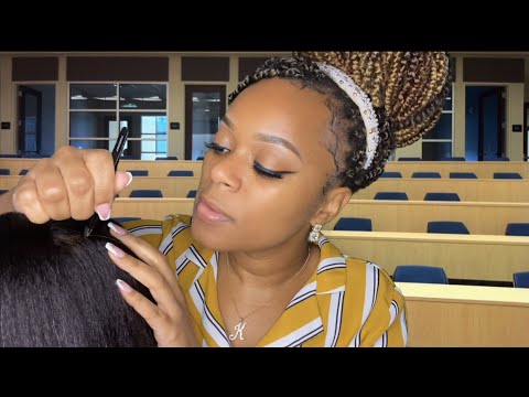 ASMR | 📚Girl Who Sits Behind You In Class Plays With Your Hair + Plucks Your Grays | Relaxed Afro