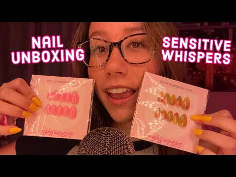 ASMR | press on nail unboxing ❤️ (lots of whispers)