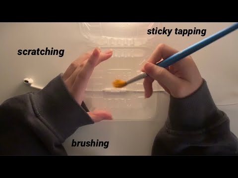ASMR on a plastic container w/ apple mic ( sticky tapping, scratching, etc )
