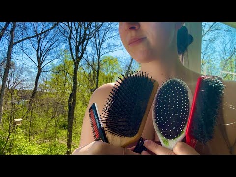ASMR Brushing Your Hair at the Window (brushing, combing, scalp scratching, nature sounds)