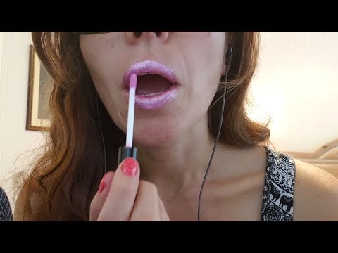 ASMR - New lipgloss try on, mouth sounds.