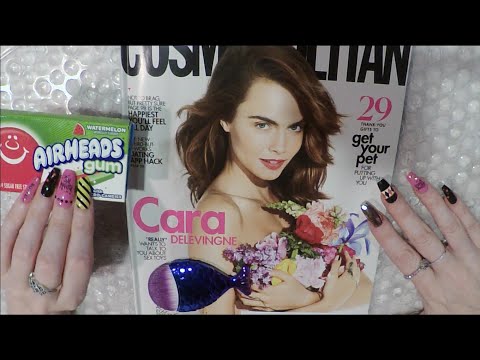 ASMR Extreme Gum Chewing Magazine Flip Through | Very Crinkly Pages | Cosmo | Cara Delevigne