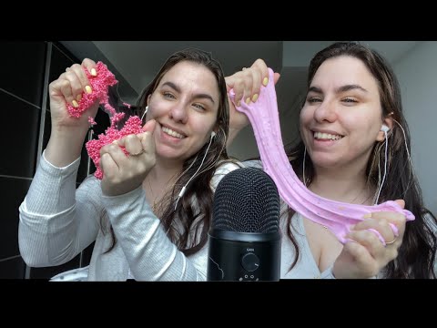 ASMR chaotic slime | slime on mic and cutting it( and getting it stuck)