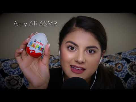 ASMR Whispering, Tapping, & Eating Sounds - KINDER SURPRISE EGGS & MEXICO HAUL | AMY ALI ASMR