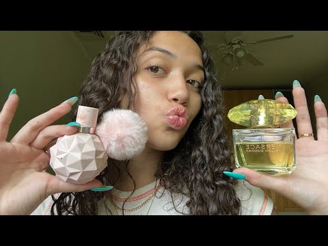 ASMR fast and aggressive perfume and body spray tapping~ glass tapping & lid sounds