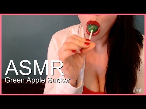 ASMR-Sour Green apple Sucker! sucking sounds