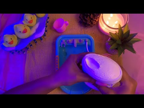 ASMR🧼 | Rubber Duckie Foam Bath | fun soft sticky squishy sounds