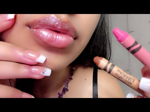 ASMR~ Doing Your Makeup BUT w/ Wrong Props (long nail tapping, wet mouth sounds + MORE)
