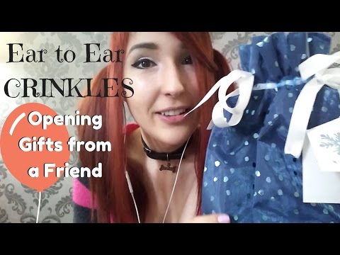 ASMR - CRINKLE BIRTHDAY UNBOXING ~ Opening a Present from a Friend, Rough Crinkles & Whispering ~