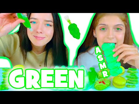 ASMR Eating Only Green Candy Race, Chocolate, Snacks, Marshmallow