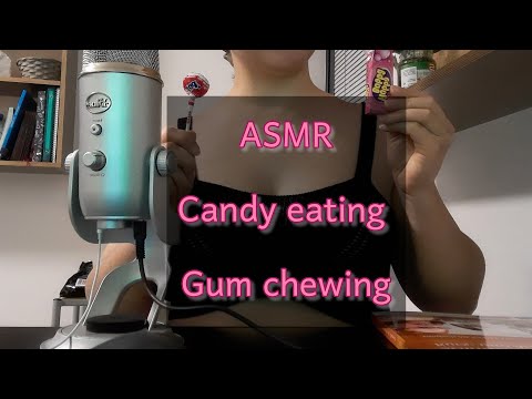 asmr lollipop cany eating , amr gum chewing