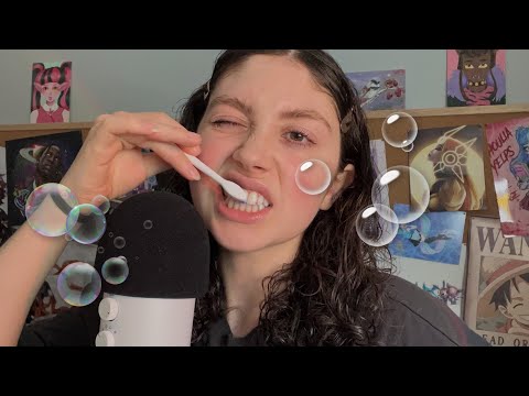 ASMR | Soft Teeth Brushing and Wet Mouth Sounds ( new trigger )