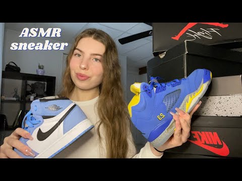 ASMR blue sneakers collection (tapping, scratching, haul)