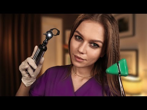 ASMR Relaxing Medical Examination by Russian Student ( Eye, Ear, Face Exam, ENT, Hearing Test ...)