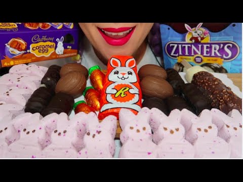 ASMR EASTER CANDIES, REESE’S PEANUT BUTTER BUNNY, COCONUT FILLED CHOCOLATE, CARAMEL EGG CURIE.ASMR