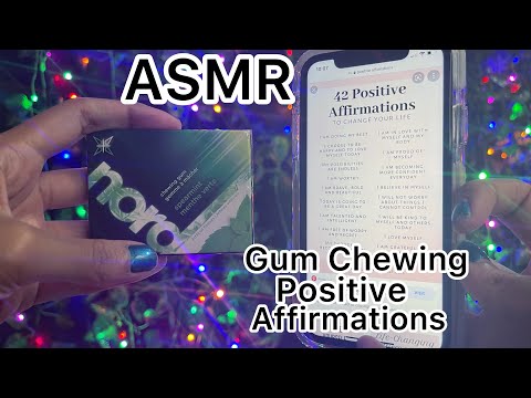 ASMR Positive Affirmations and Gum Chewing (Whisper) Tapping,  Hand Movements