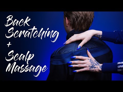 ASMR - BACK SCRATCHING with crinkly jacket 💆‍♂️ + scalp massage, on male model