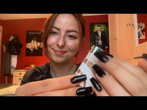 Asmr Tapping with fake nails + rain sounds