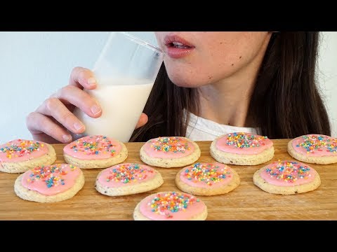 ASMR Eating Sounds: Sugar Cookies With Soy Milk (No Talking)