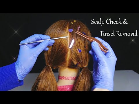 ASMR Satisfying Scalp Check & Tinsel Removal (Whispered)
