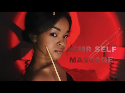 ASMR | Self Massage w/ Chopsticks 🥢: Face, Neck, Shoulders & Back {No Talking}