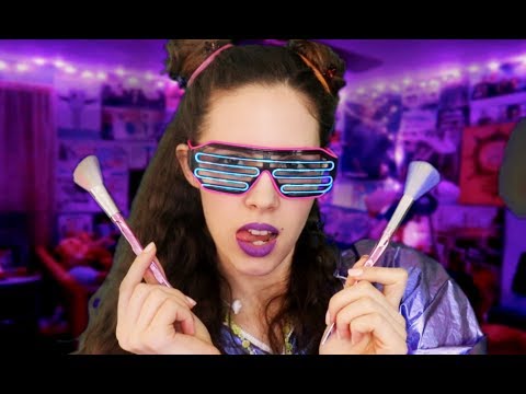 ASMR Getting You Ready For A Rave - Makeup And Hair
