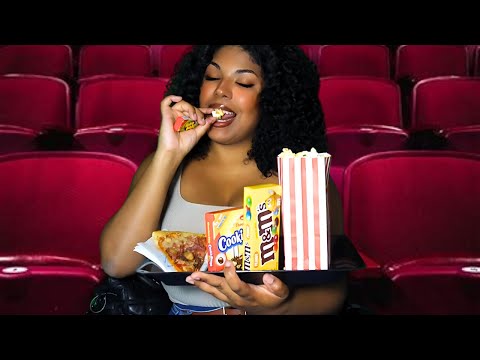 ASMR Crunching on Movie Theater Snacks, Lots of Eating, Smacking, Gum Chewing