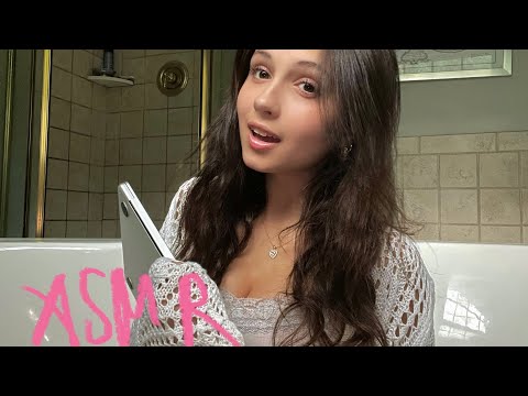 ASMR not-very-smart girl investigates your crime in her bathtub (spraying, whispers, typing sounds)