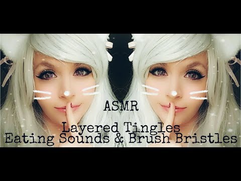 ASMR 1+Hour of Eating Sounds & Brush Bristles . Layered Tingles . Ear to Ear