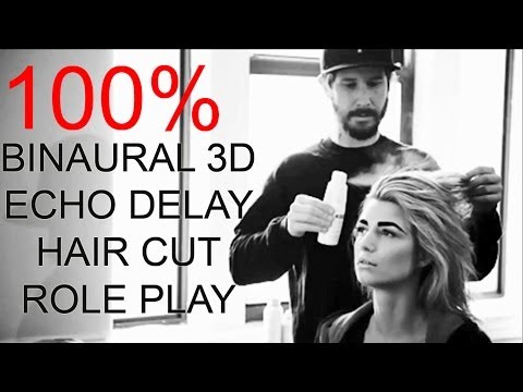 ASMR - Hair Cut Salon Role Play, Binaural ear to ear 3D echo delay hair cutting roleplay.
