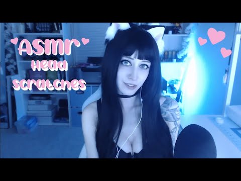 ASMR 🖤 Cat girl gives you head scratches and head rubs