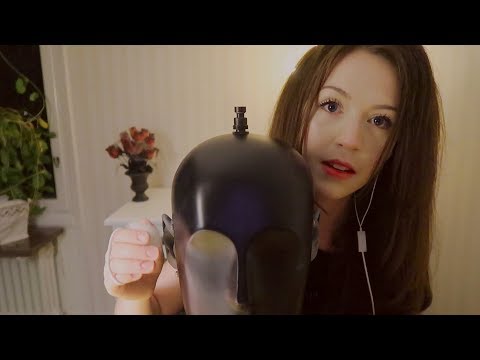 ASMR Ear touching with fluffy balls - Ear blowing - Breathing sounds