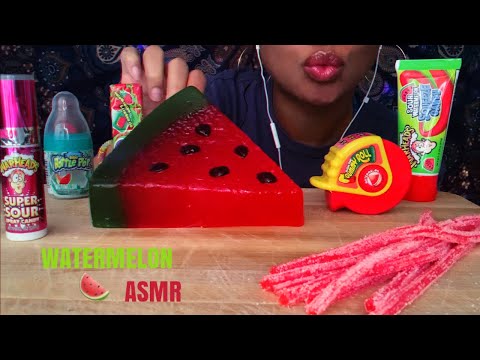 ASMR | Watermelon Desserts 🍉💦 Giant  Gunmy, Watermelon Squeeze Candy, Baby Bottle Pop, Spray Candy