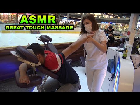 ASMR GREAT TOUCH MASSAGE & BACK-NECK CRACK & chair back, elbow, neck, gripes massage & LADY CANSU