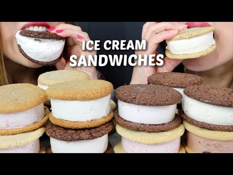 ASMR ICE CREAM COOKIE SANDWICHES *soft eating sounds* 아이스크림 리얼사운드 먹방 アイスクリーム Kem cây | Kim&Liz ASMR