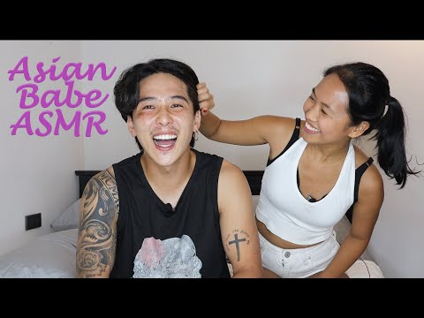 Asian Babe ASMR  First Japanese Subscriber! 😂😁(Back and Head Tickle Massage)